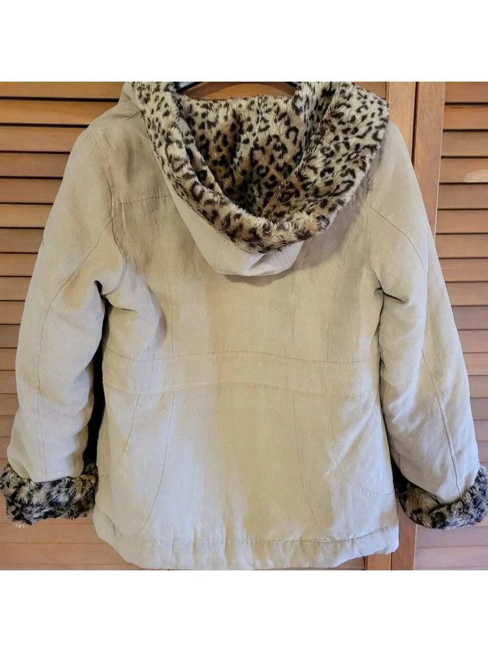 Brown Faux Fur Trim Coat Size 14 Large
